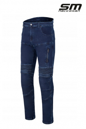 ECHIPAMENTE - Blugi moto SM Racewear Chaser - Barbati - Urban - Protectii CE - Material rezistent la abraziune (Kevlar/Aramida) - Albastru/Negru