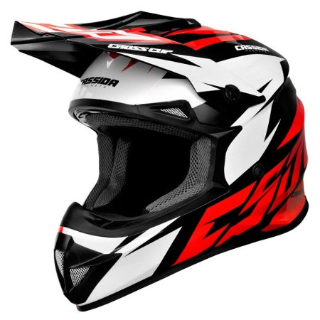 ECHIPAMENTE - Casca moto cross/enduro Cassida Cross Cup Two - Rosu/Alb/Negru, filtru carbon, ECE 22.05