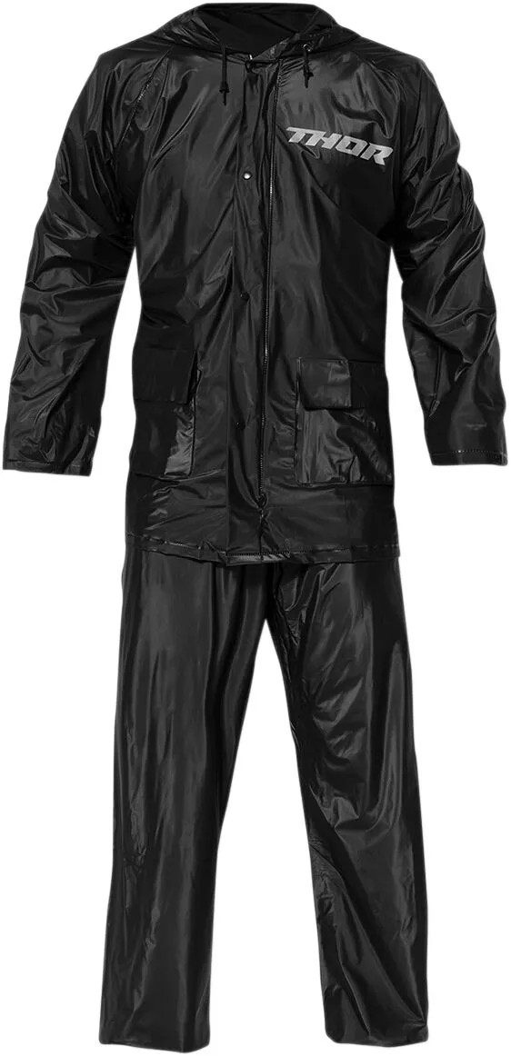 ECHIPAMENTE - Costum moto ploaie (geaca+pantaloni) Thor S7, waterproof, negru (montare peste echipament)