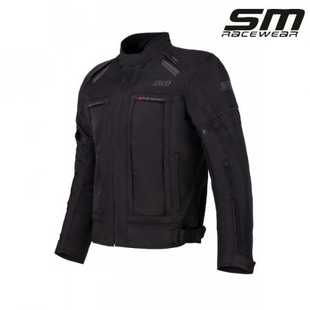 ECHIPAMENTE - Geaca moto textila SM Racewear Maestro - Barbati - 4 Sezoane - Impermeabila, Captuseala termica si Protectii CE - Gri/Negru