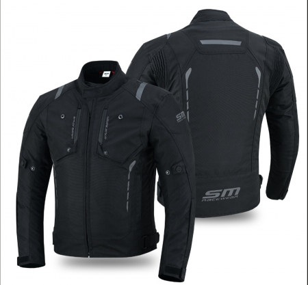ECHIPAMENTE - Geaca moto textila SM Racewear Master - Barbati - 4 Sezoane - Impermeabila si Ventilata - Protectii CE - Alb/Negru