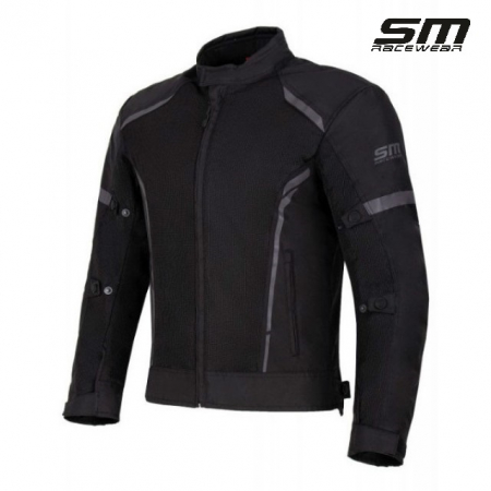 ECHIPAMENTE - Geaca moto textila SM Racewear MeshTech - Barbati - Vara - Ventilata integral - Protectii CE - Negru
