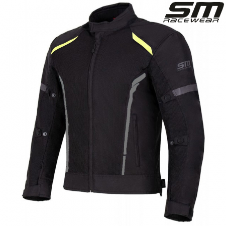 ECHIPAMENTE - Geaca moto textila SM Racewear MeshTech - Barbati - Vara - Ventilata integral - Protectii CE - Negru