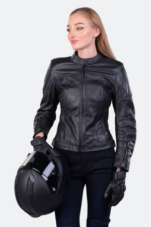 Geci dama - Geaca moto din piele naturala Course Bee MC - Femei - Nivel AA - Protectii CE - Negru