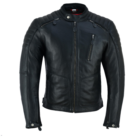 ECHIPAMENTE - Geaca moto din piele naturala SM Racewear Presto - Barbati - Ventilata si Confortabila - Protectii CE - Negru