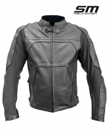 ECHIPAMENTE - Geaca moto din piele naturala SM Racewear Roadster - Barbati - Captuseala detasabila - Protectii CE - Negru