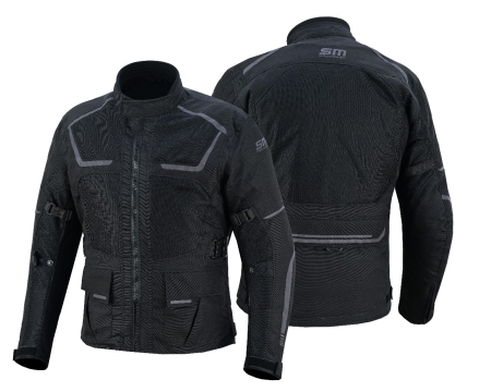 Echipament Strada - Geaca moto textila SM Racewear Arizona - Barbati - Vara - Ventilata integral - Protectii CE - Negru