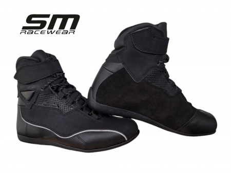 Incaltaminte dama - Ghete moto SM Racewear City - constructie din piele și compozit, intarituri calcai-degete, insertii reflectorizante si inchidere Velcro