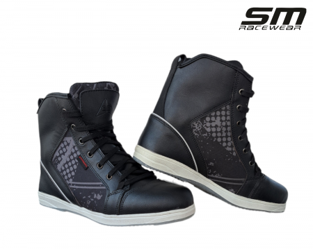 ECHIPAMENTE - Ghete moto SM Racewear Sneak - piele si compozit, intarituri calcai-degete si protectie glezne, model peste incheietura