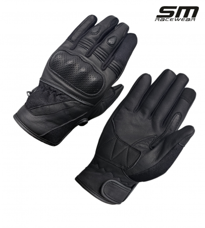 Manusi dama - Manusi moto SM Racewear AirFlow - piele naturala, panouri textile ventilate, protectii monturi-degete, disponibile in mai multe culori