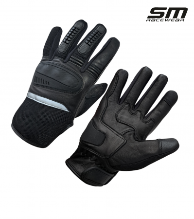 ECHIPAMENTE - Manusi moto SM Racewear AirTech - piele naturala, panouri textile ventilate si protectii monturi-degete cu palma intarita
