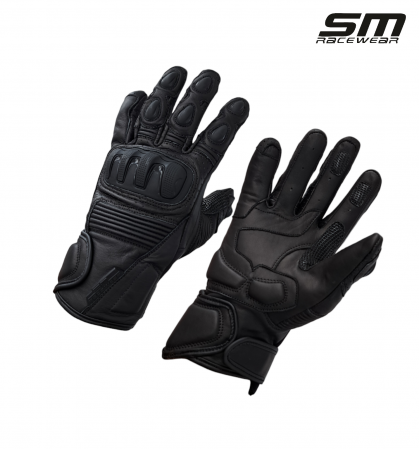 ECHIPAMENTE - Manusi moto din piele naturala SM Racewear Blade - Barbati - Sport/Touring - Cu protectii monturi, degete si antebrat - Aderenta excelenta - Negru