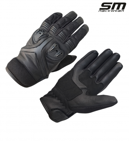 ECHIPAMENTE - Manusi moto SM Racewear Kashiro - Piele naturala moale, Protectii tari monturi/degete, Palma dublata antialunecare, Sistem ventilare, Plasa textila rezistenta