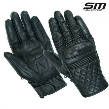 ECHIPAMENTE - Manusi moto din piele naturala SM Racewear Rambler - Barbati - Urban/Touring - Protectii CE - Negru