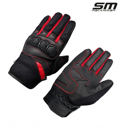 ECHIPAMENTE - Manusi moto SM Racewear Ride - piele naturala, panouri textile ventilate si protectii monturi-degete