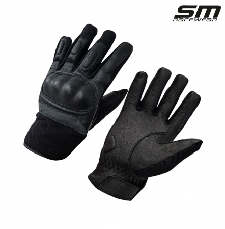 ECHIPAMENTE - Manusi moto SM Racewear TechPro - piele bovina naturala, panouri textile ventilate, protectii monturi si elemente reflectorizante