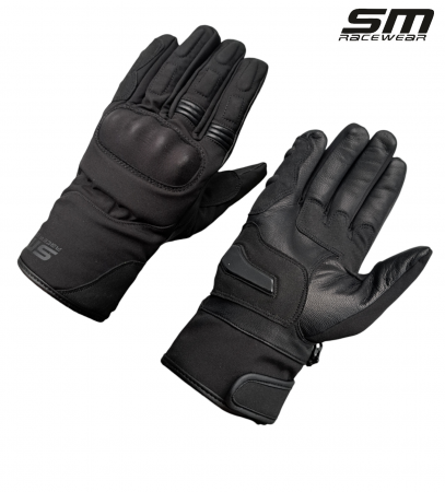 ECHIPAMENTE - Manusi moto din piele si material textil SM Racewear Vulcano Waterproof - Impermeabile si calduroase - Potrivite si pentru ski sau vreme rece - Negru