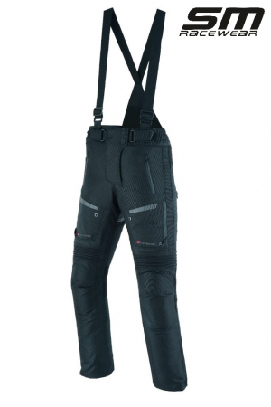 ECHIPAMENTE - Pantaloni moto textili SM Racewear Highland - Barbati - 4 Sezoane - Impermeabili si Windproof - Protectii CE - Negru