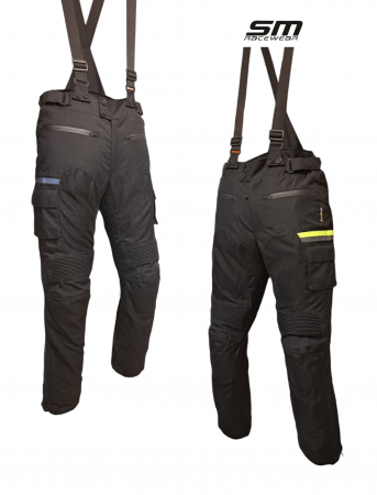 ECHIPAMENTE - Pantaloni moto textili SM Racewear MeshTech - Barbati - Vara - Ventilati si Impermeabili - Protectii CE - Negru/Neon