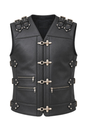 Echipament Strada - Vesta moto SM Racewear Amsel - piele bovina, inchidere cu carabine metalice