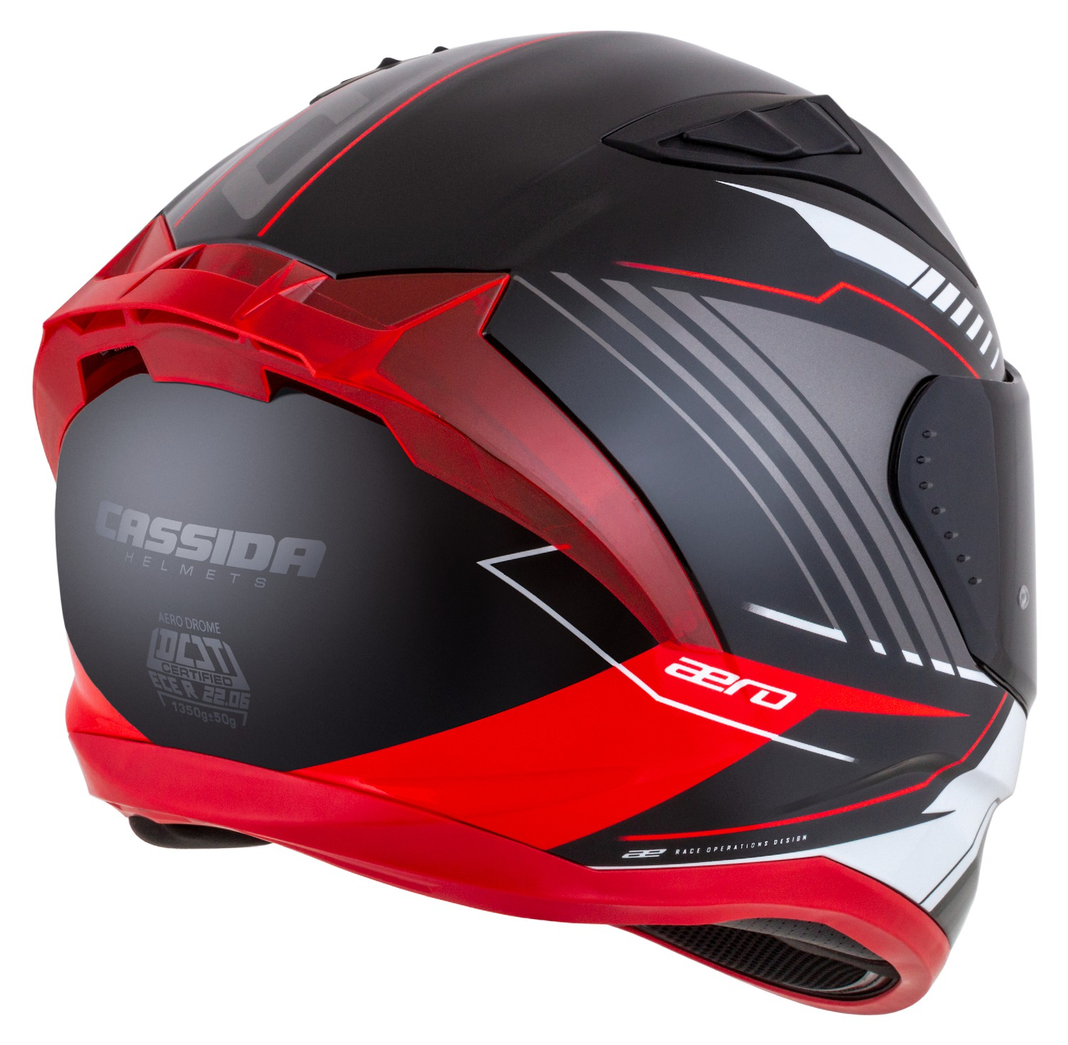 Casca integrala Cassida Aero Drome - Negru-Rosu-Alb Omologare ECE 22.06. [7]