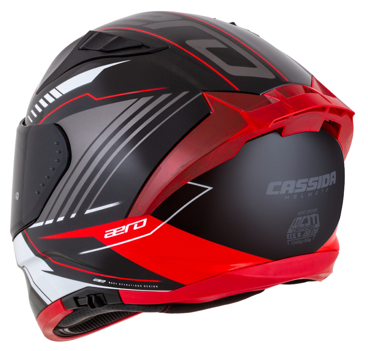 Casca integrala Cassida Aero Drome - Negru-Rosu-Alb Omologare ECE 22.06. [8]