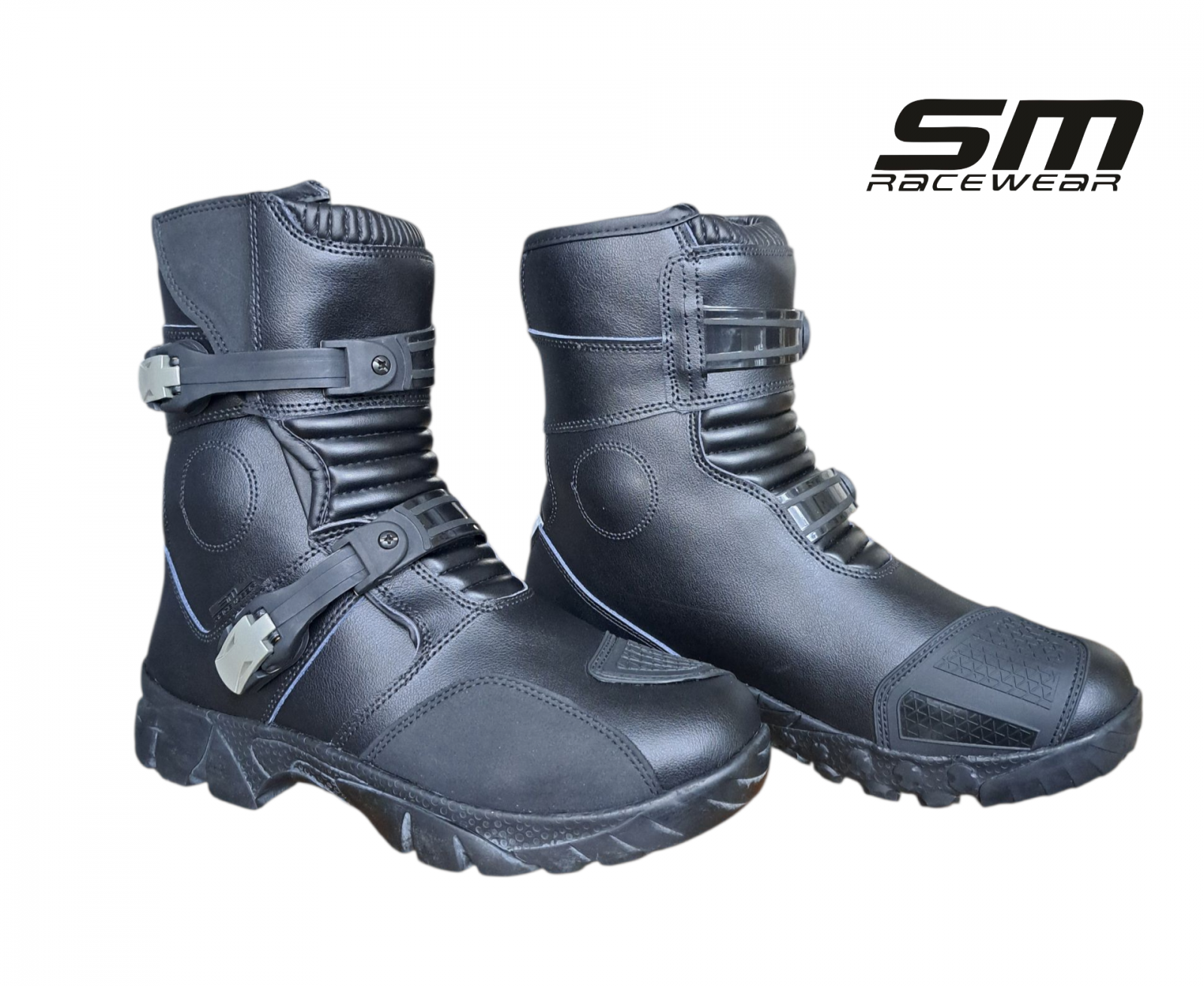 Cizme moto Enduro-ATV SM Racewear Adventure Short - piele naturala, sistem cu doua catarame si inchidere Velcro [5]