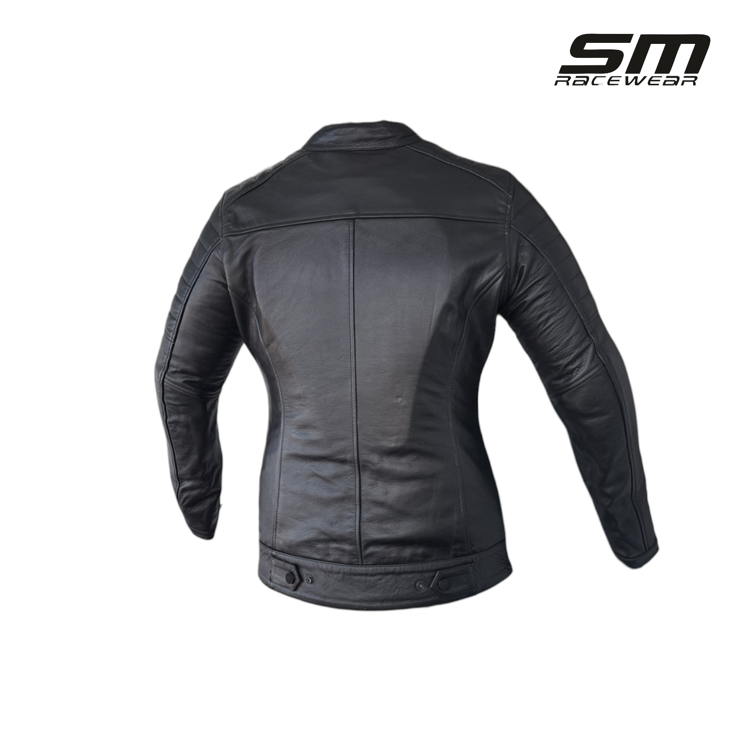 Geaca moto din piele naturala de dama SM Racewear Amalia - Protectii CE - Captuseala detasabila - Negru [1]