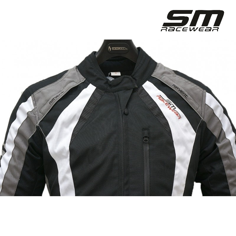 Geaca moto textila de dama SM Racewear Ana Lady - 3 Sezoane - Impermeabila si Ventilata - Protectii CE - Rosu/Alb sau Gri/Alb [4]