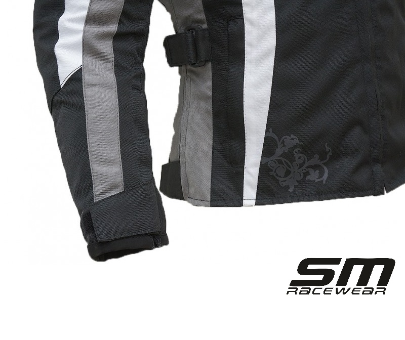 Geaca moto textila de dama SM Racewear Ana Lady - 3 Sezoane - Impermeabila si Ventilata - Protectii CE - Rosu/Alb sau Gri/Alb [5]