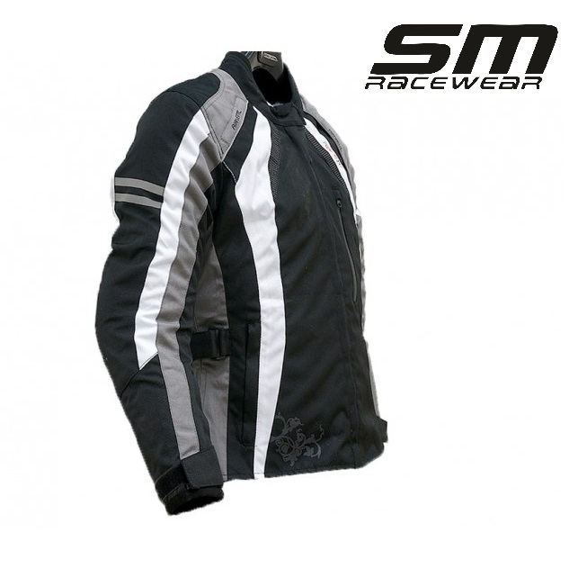 Geaca moto textila de dama SM Racewear Ana Lady - 3 Sezoane - Impermeabila si Ventilata - Protectii CE - Rosu/Alb sau Gri/Alb [3]