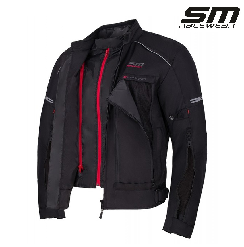 Geaca moto textila SM Racewear Maestro - Barbati - 4 Sezoane - Impermeabila, Captuseala termica si Protectii CE - Gri/Negru [2]