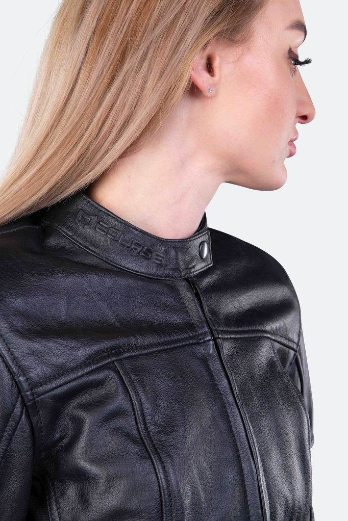Geaca moto din piele naturala Course Bee MC - Femei - Nivel AA - Protectii CE - Negru [6]