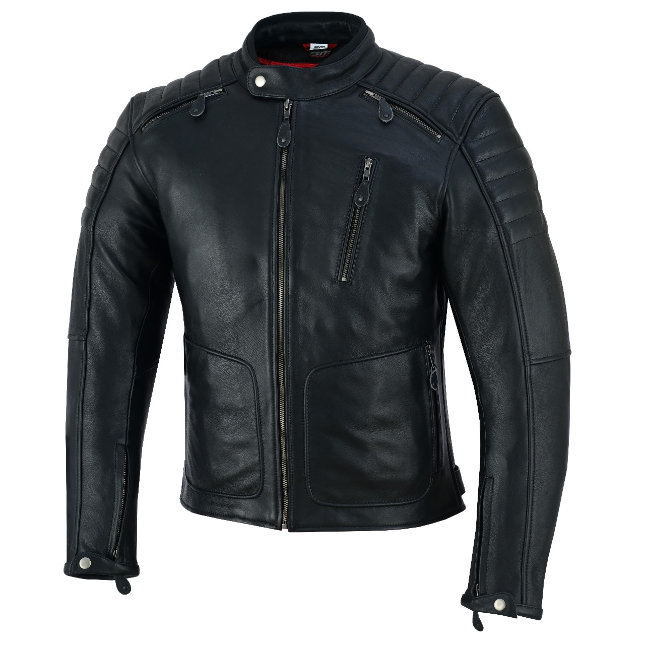 Geaca moto din piele naturala SM Racewear Presto - Barbati - Ventilata si Confortabila - Protectii CE - Negru [3]