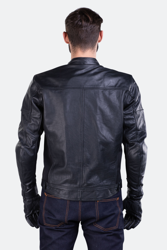 Geaca moto din piele naturala Course Bee MC - Barbati - Nivel AA - Protectii CE - Negru [1]