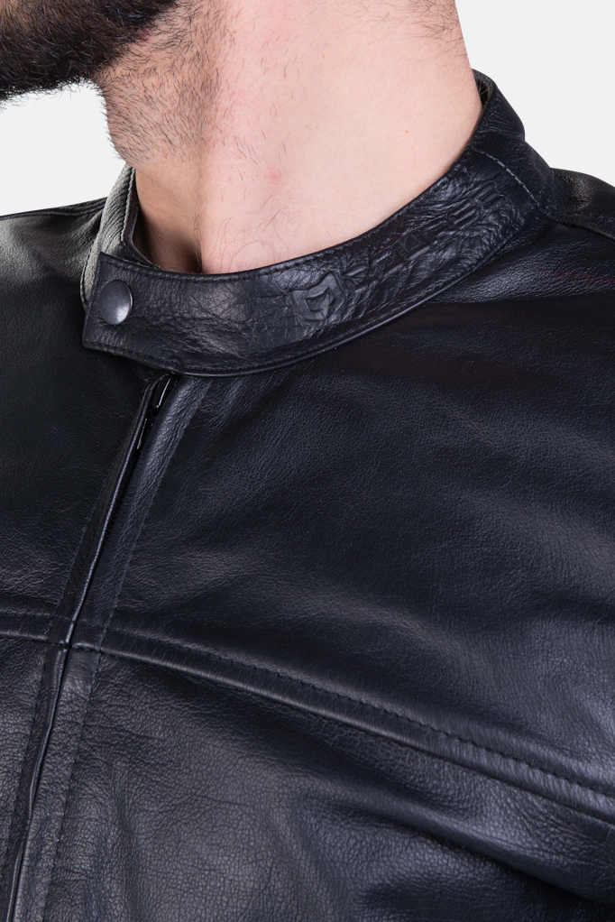 Geaca moto din piele naturala Course Bee MC - Barbati - Nivel AA - Protectii CE - Negru [4]