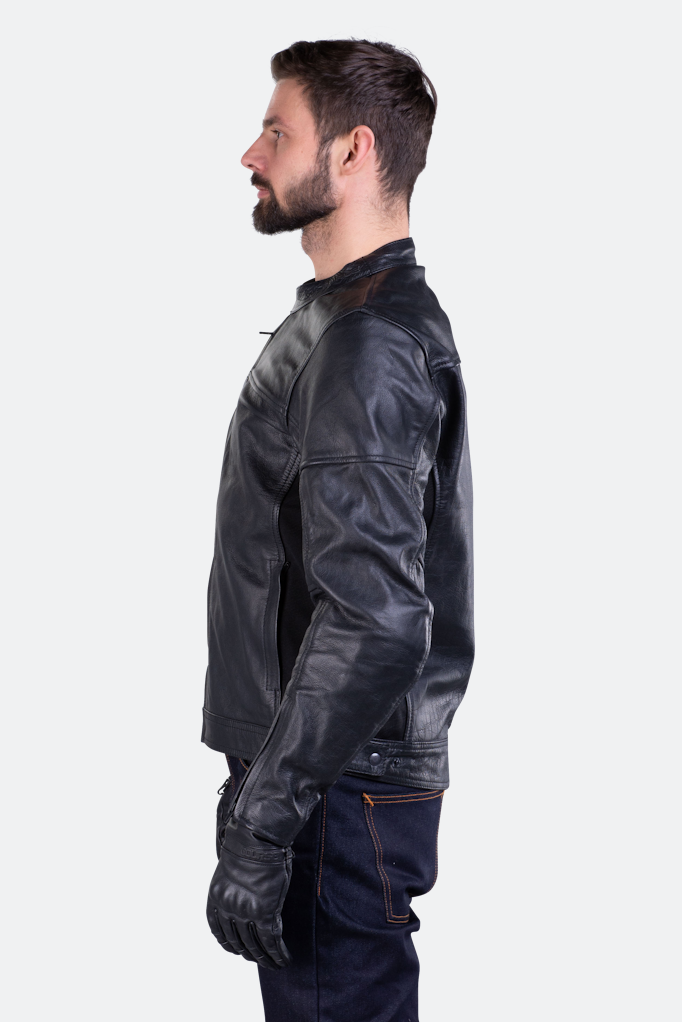 Geaca moto din piele naturala Course Bee MC - Barbati - Nivel AA - Protectii CE - Negru [3]