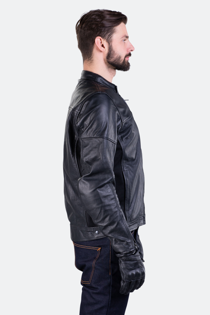 Geaca moto din piele naturala Course Bee MC - Barbati - Nivel AA - Protectii CE - Negru [2]