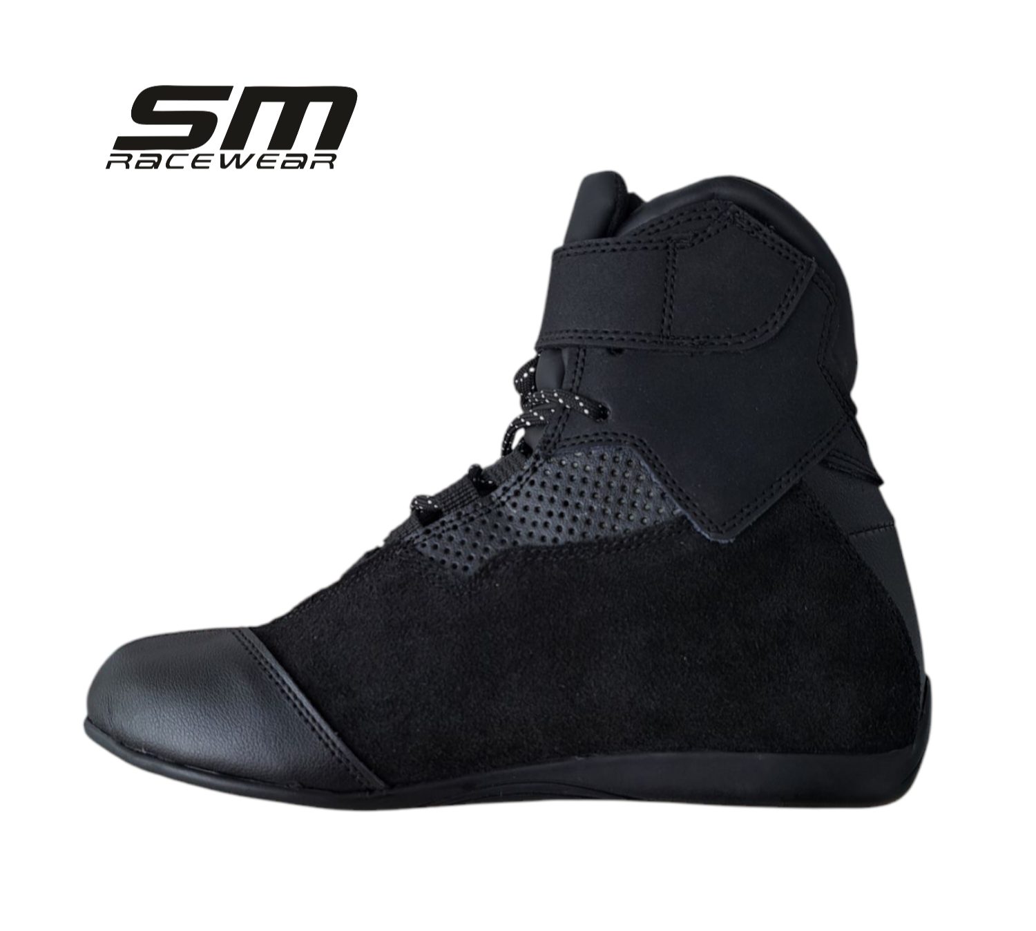 Ghete moto SM Racewear City - constructie din piele și compozit, intarituri calcai-degete, insertii reflectorizante si inchidere Velcro [8]