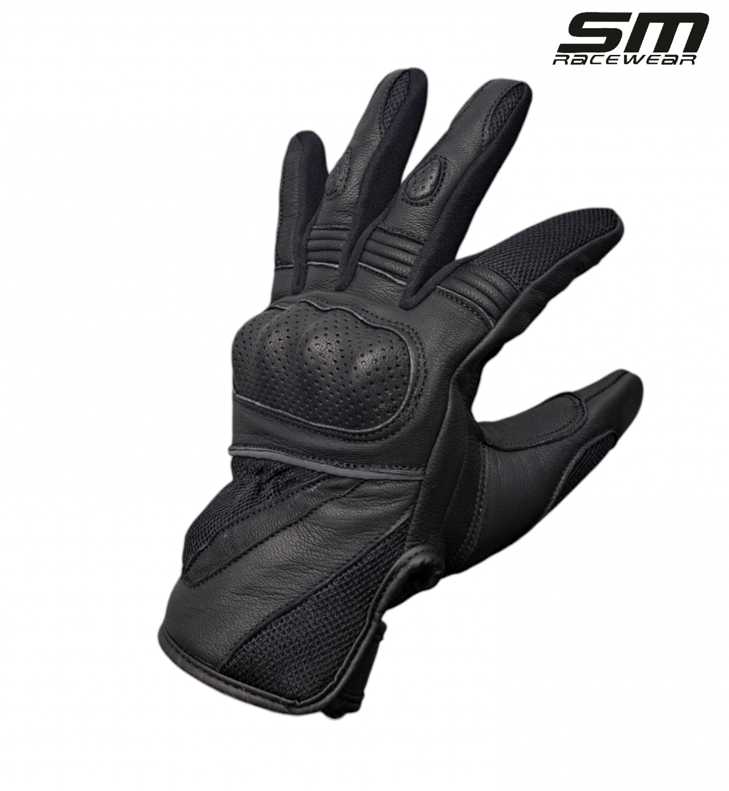 Manusi moto SM Racewear AirFlow - piele naturala, panouri textile ventilate, protectii monturi-degete, disponibile in mai multe culori [2]
