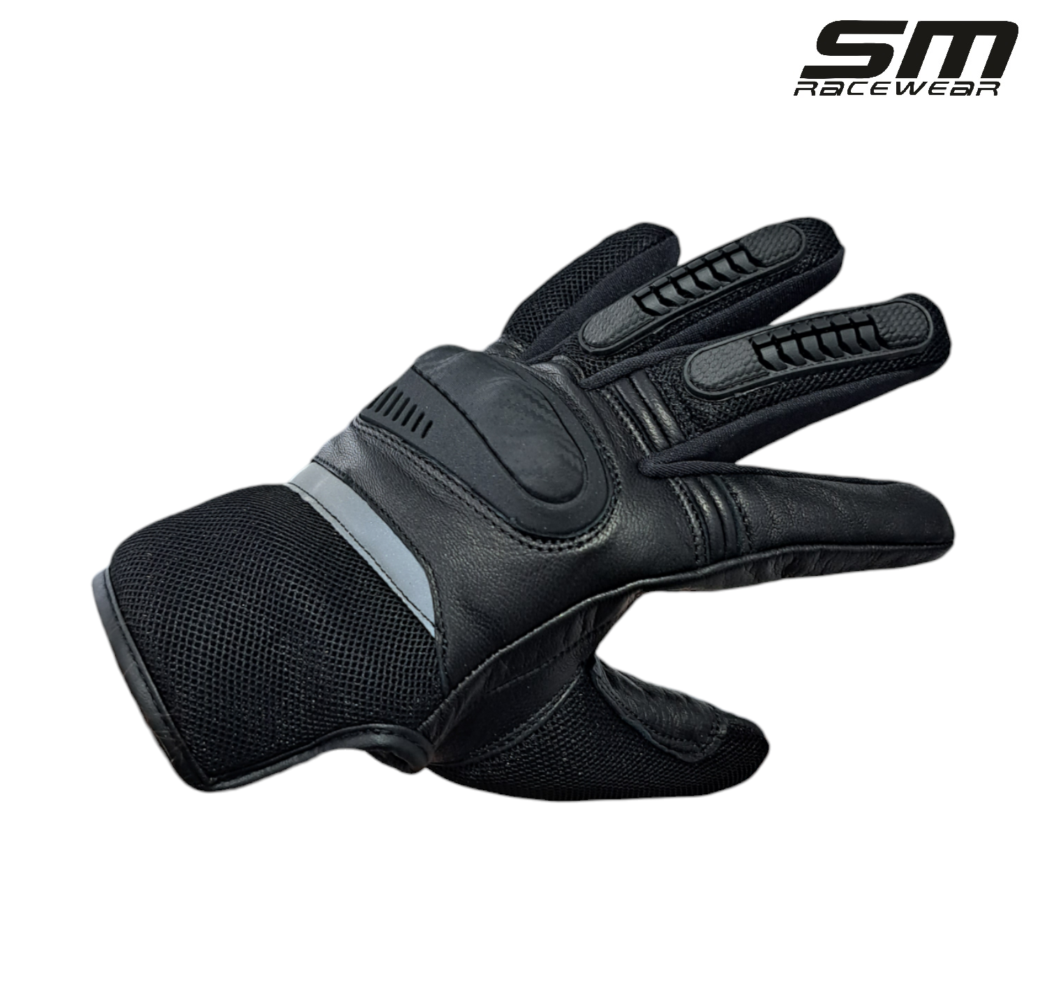 Manusi moto SM Racewear AirTech - piele naturala, panouri textile ventilate si protectii monturi-degete cu palma intarita [2]