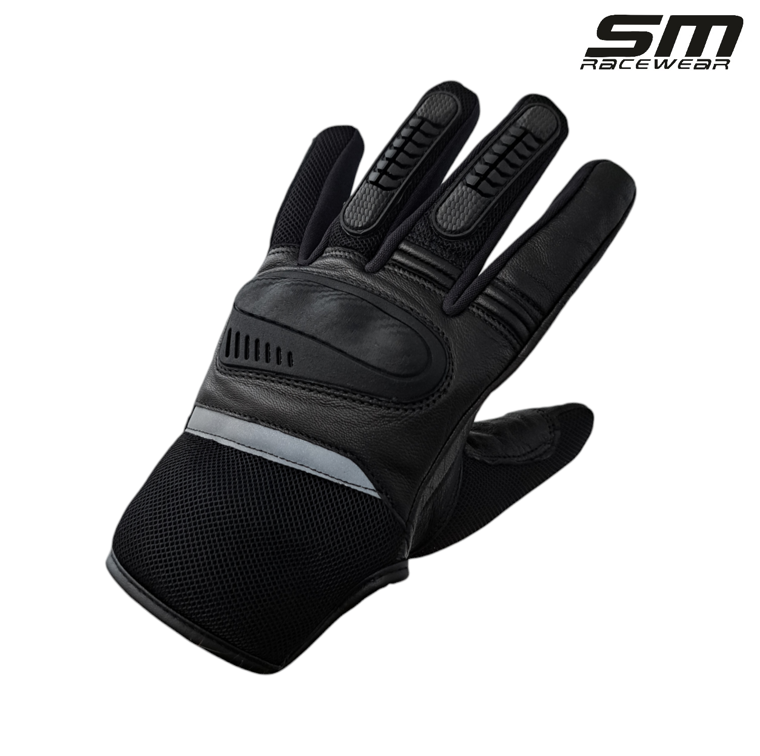 Manusi moto SM Racewear AirTech - piele naturala, panouri textile ventilate si protectii monturi-degete cu palma intarita [3]