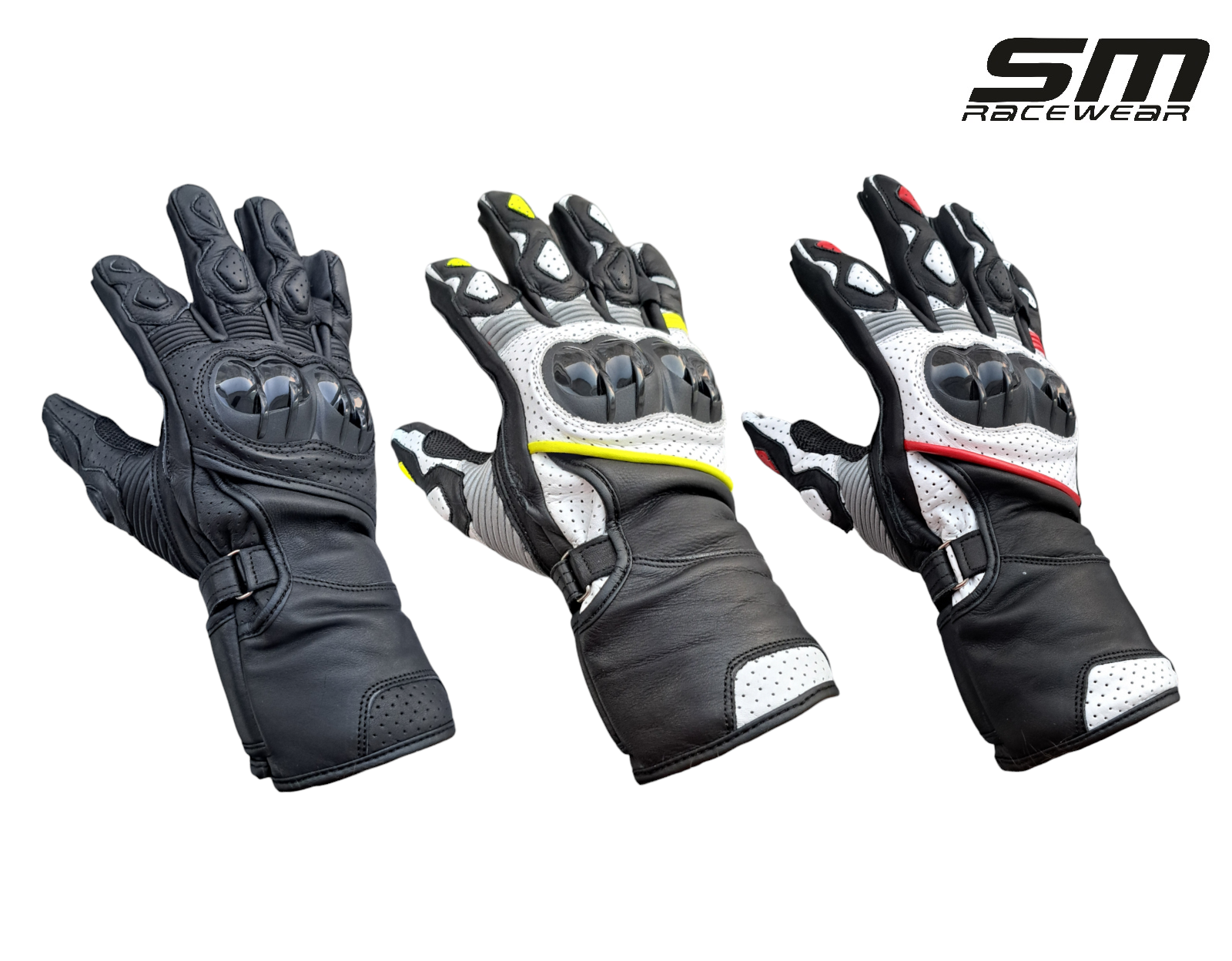 Manusi moto SM Racewear Alp - piele bovina dublata, protectii compozite antebrat-degete si sistem dublu de inchidere, diverse culori [4]