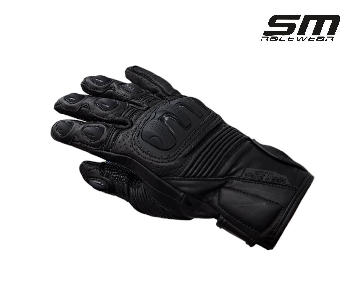 Manusi moto din piele naturala SM Racewear Blade - Barbati - Sport/Touring - Cu protectii monturi, degete si antebrat - Aderenta excelenta - Negru [3]