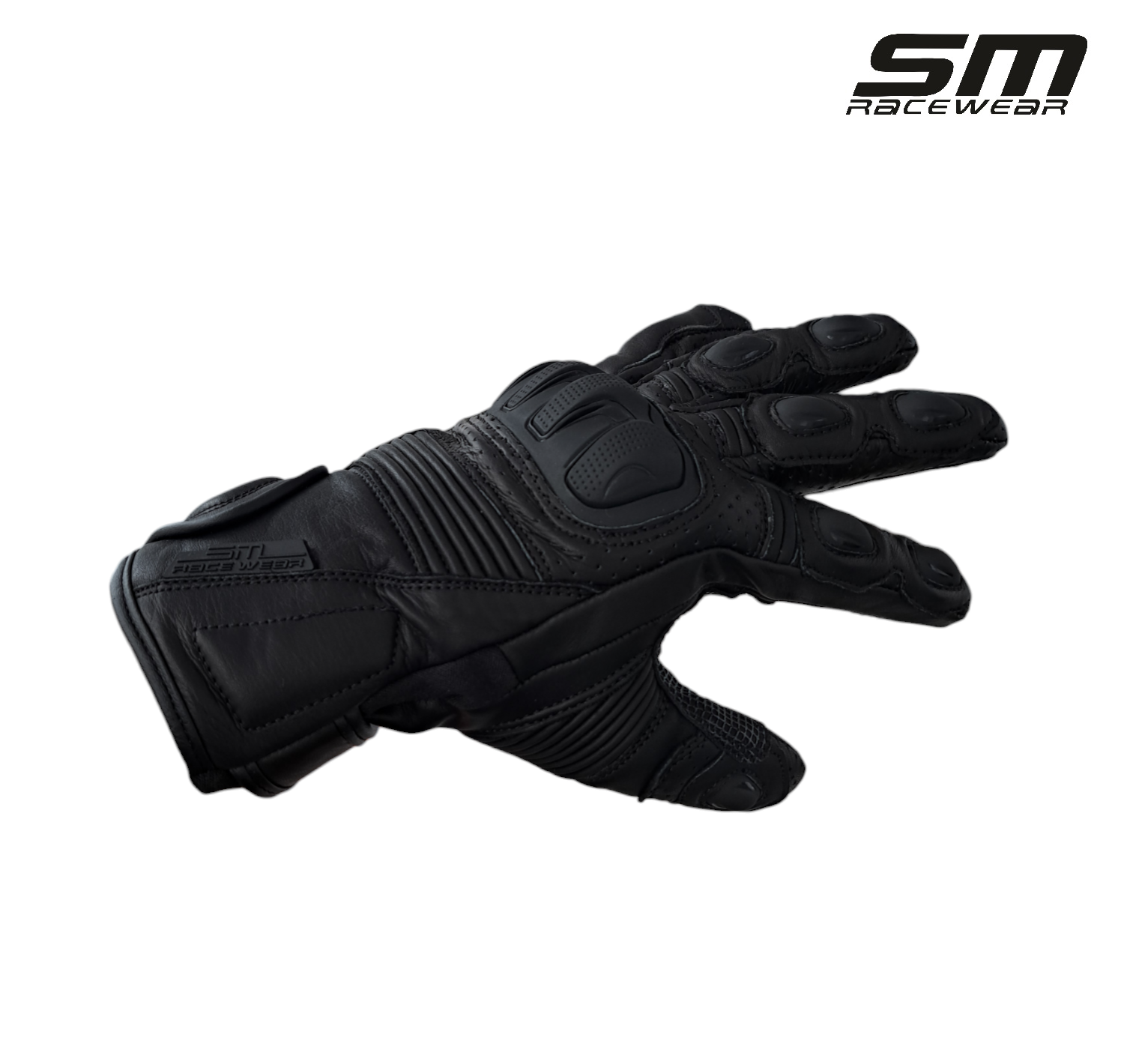 Manusi moto din piele naturala SM Racewear Blade - Barbati - Sport/Touring - Cu protectii monturi, degete si antebrat - Aderenta excelenta - Negru [1]