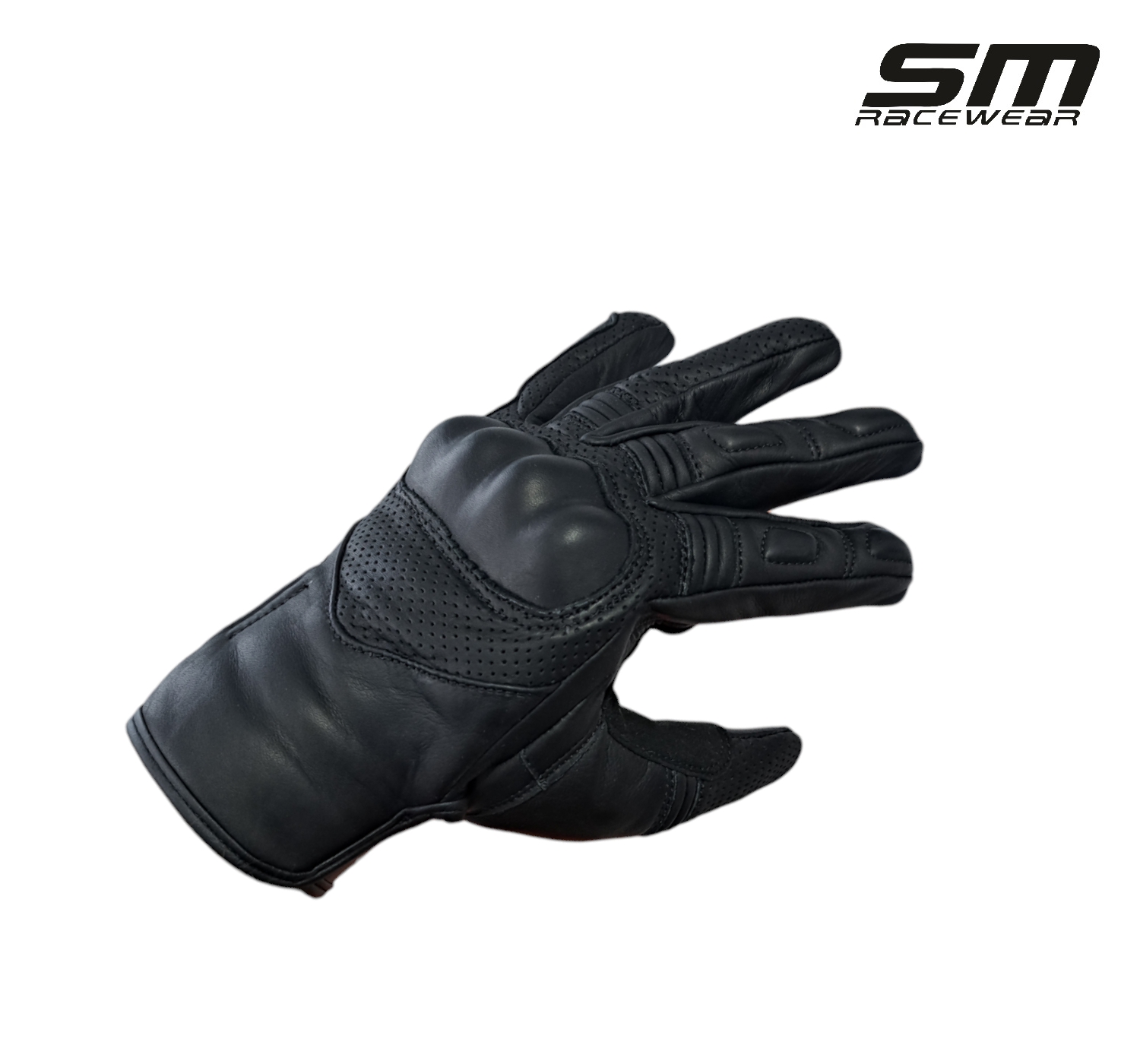 Manusi moto SM Racewear Breeze - piele naturala perforata, dublura palma si protectii monturi-degete [1]
