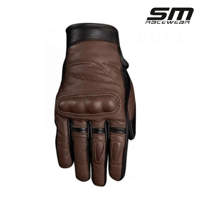 Manusi moto din piele naturala perforata SM Racewear Classic Brown - Barbati - Urban/Touring - Sigure si bine ventilate - Maro [1]