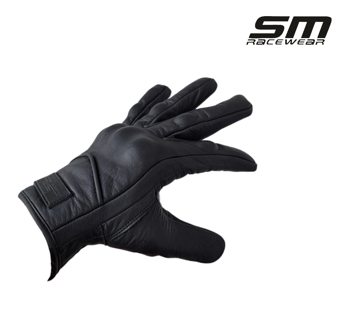 Manusi moto din piele naturala perforata SM Racewear Fallon - Barbati - Urban/Touring - Cu protectii si inchidere Velcro pe incheietura - Negru [2]