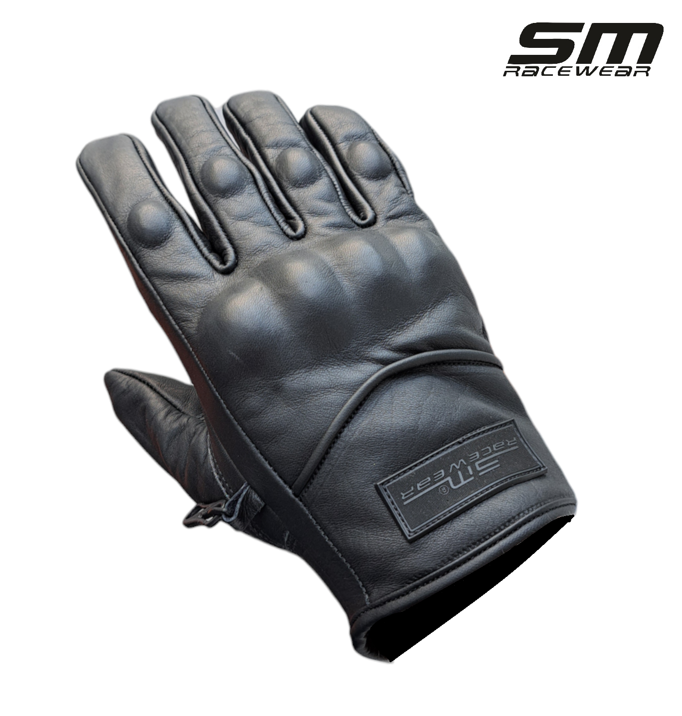 Manusi moto din piele naturala perforata SM Racewear Fallon - Barbati - Urban/Touring - Cu protectii si inchidere Velcro pe incheietura - Negru [4]