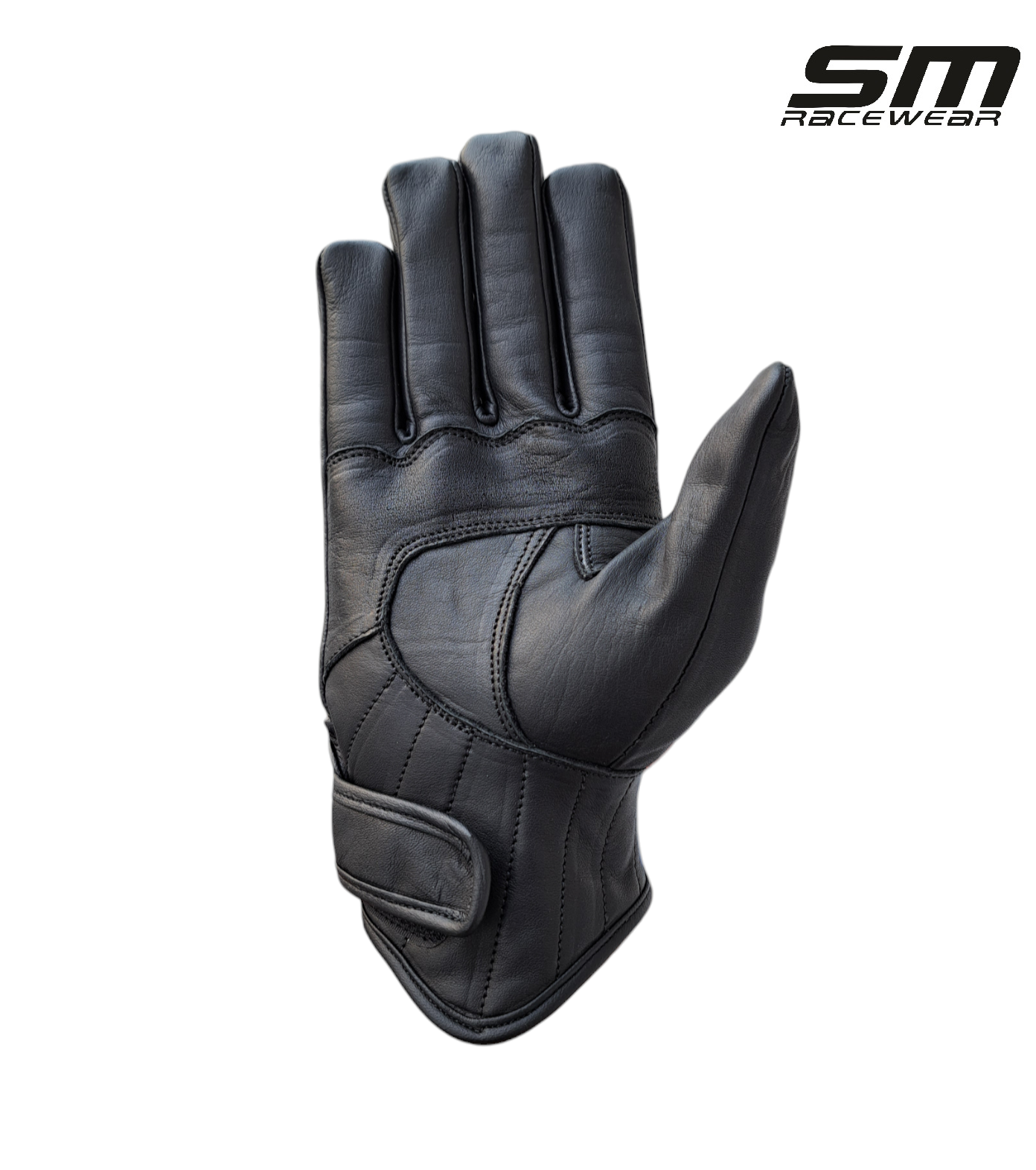 Manusi moto din piele naturala perforata SM Racewear Fallon - Barbati - Urban/Touring - Cu protectii si inchidere Velcro pe incheietura - Negru [3]